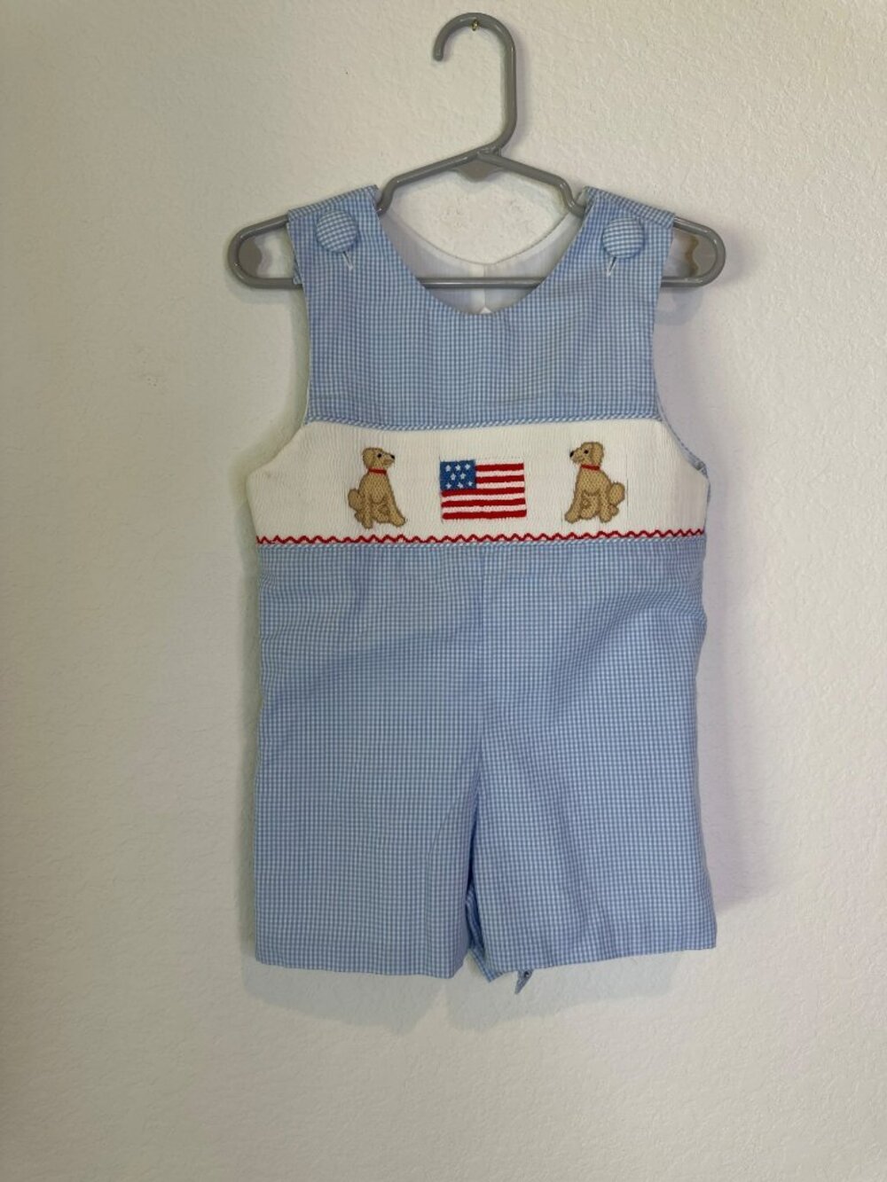 USA Doggie Smocked Overalls